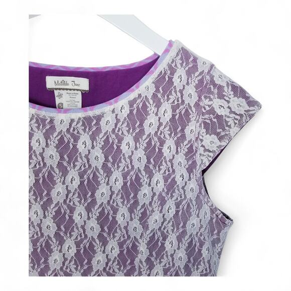 Matilda Jane Pippenger Peplum Purple Lace Top - Size Small - Picture 3 of 6